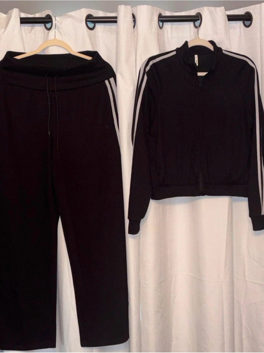 HALARA Black Track Jacket & Joggers with White Stripes